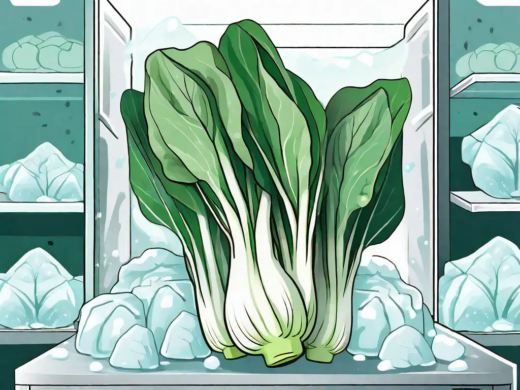 A bok choy in a freezer