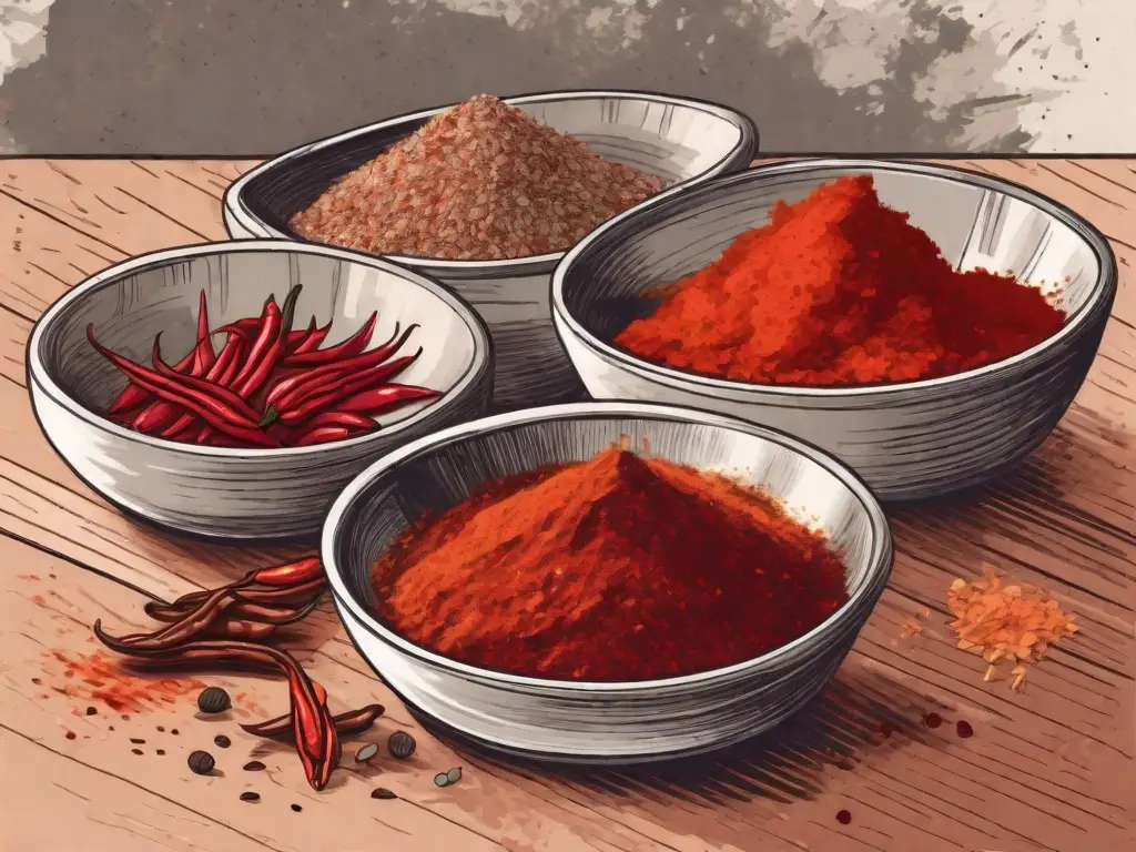 Various spices like red chili flakes