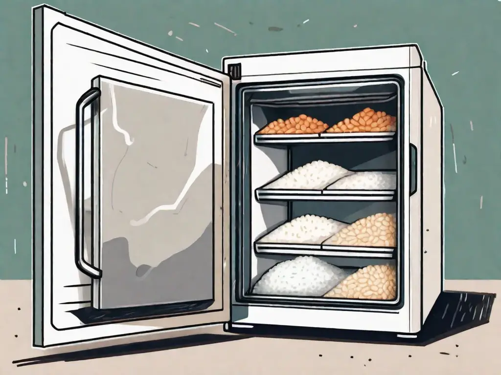 A freezer with an open door