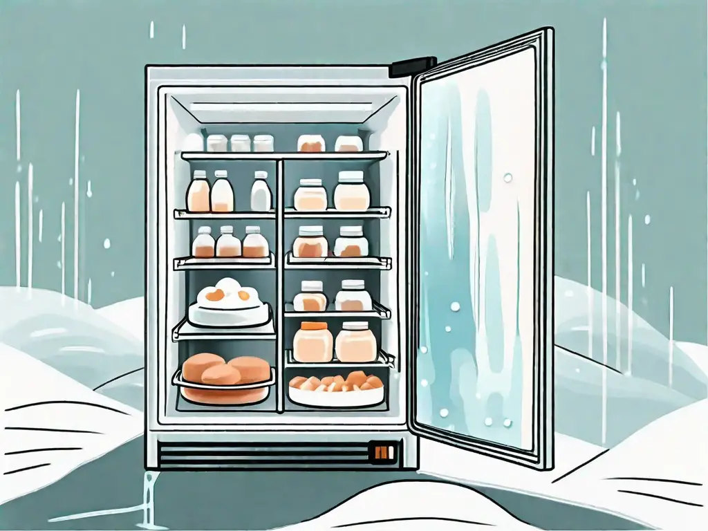 A freezer with an open door