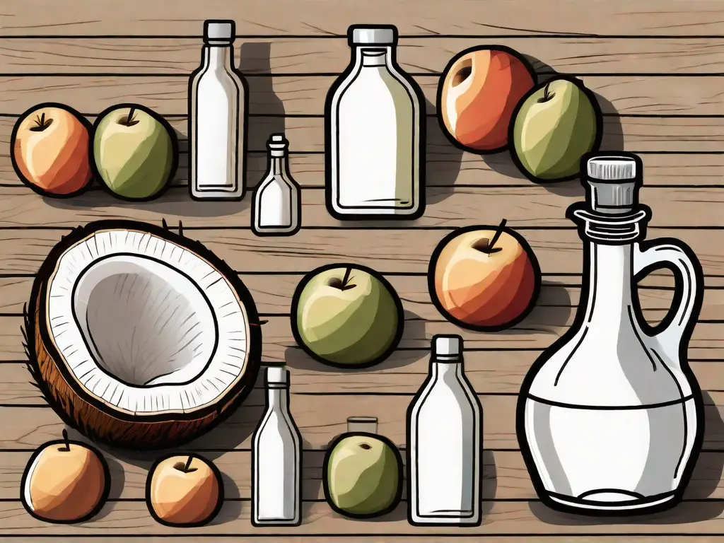 Several different types of vinegar (like apple cider