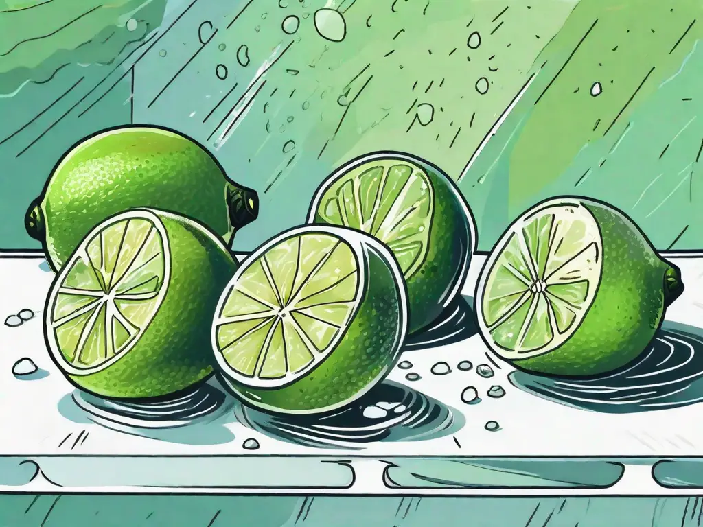 Several limes in various stages of freezing