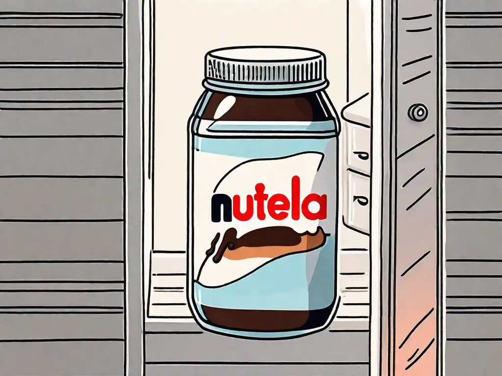 A nutella jar next to an open freezer