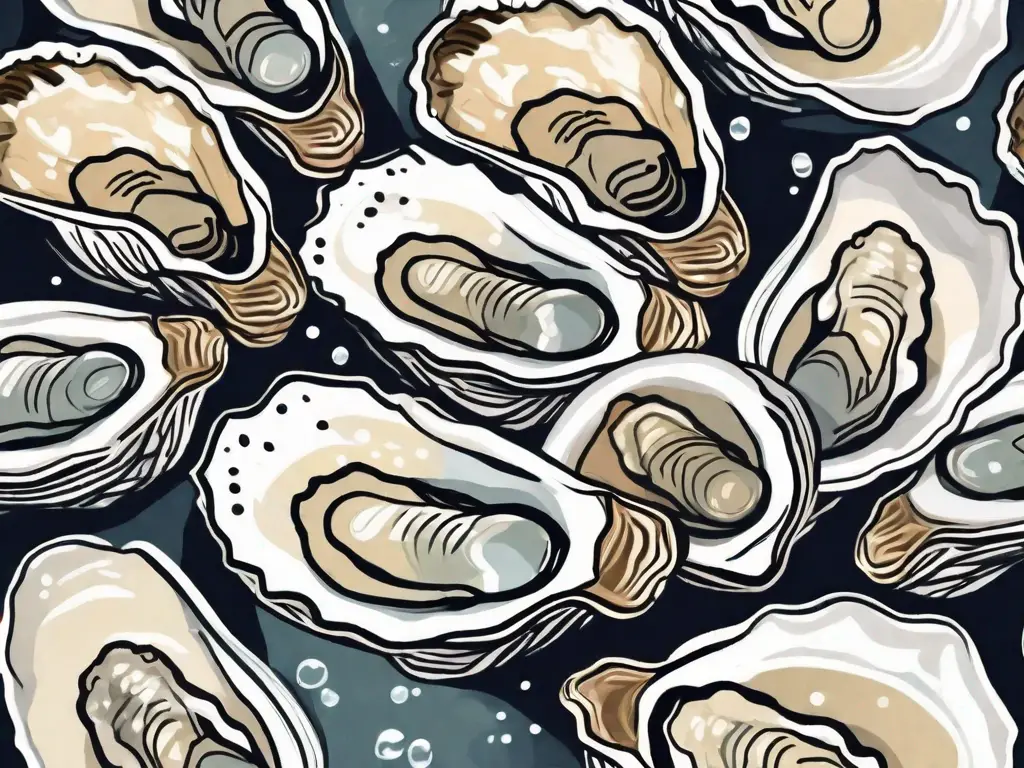 A group of oysters on ice inside a freezer