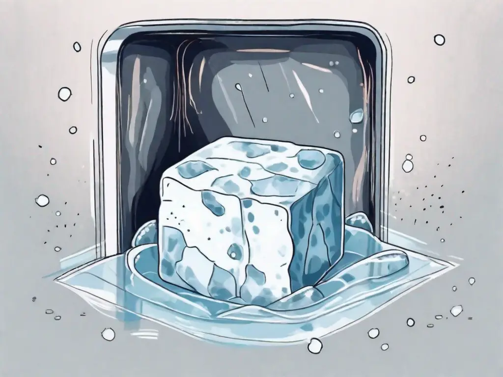 A block of paneer cheese inside a freezer