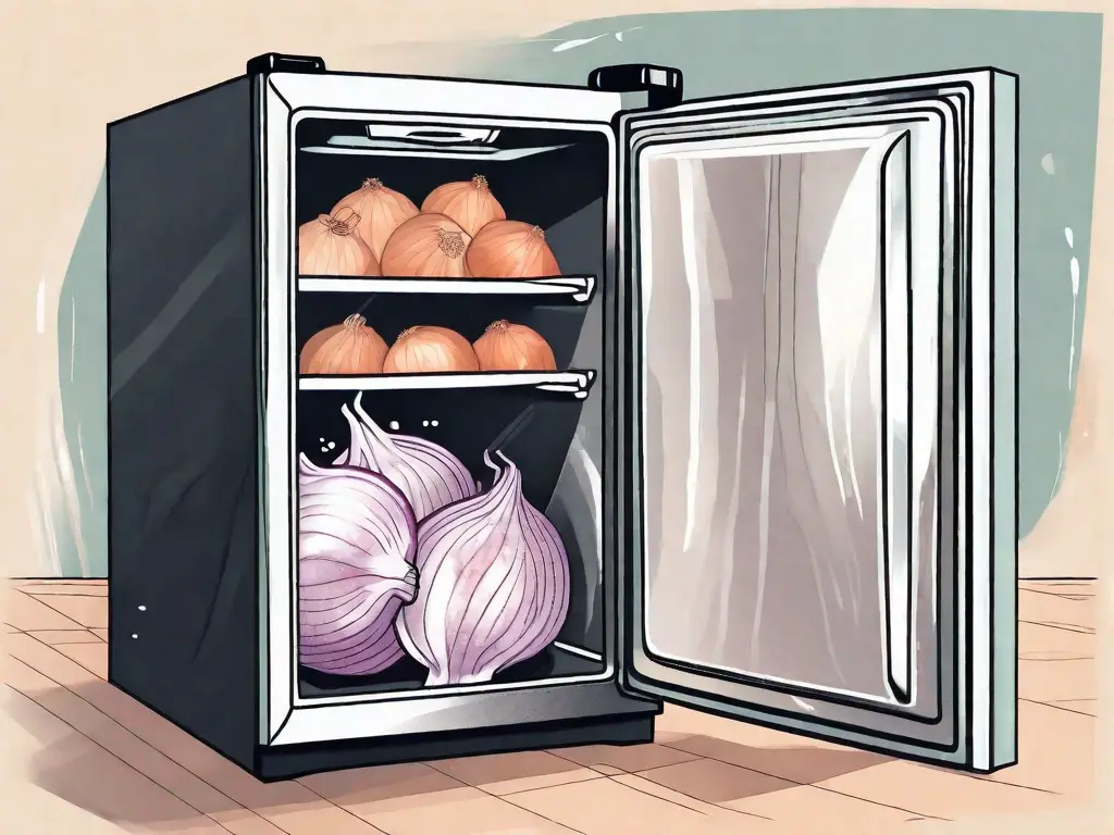 A freezer with its door open