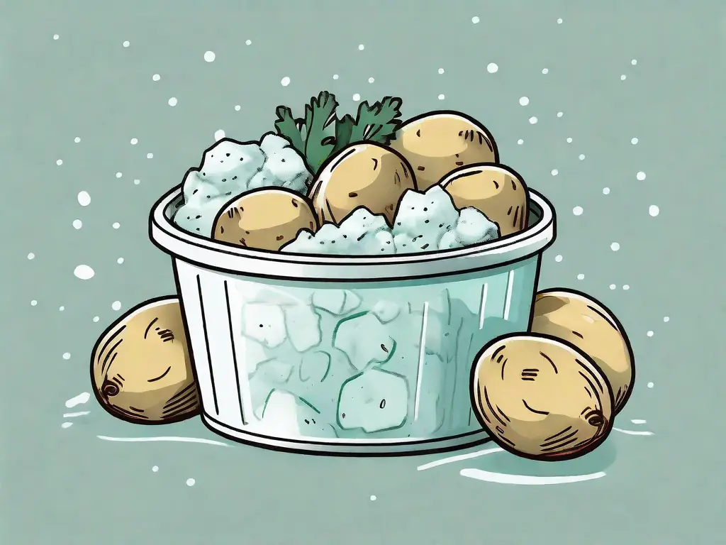 A potato salad in a freezer-safe container