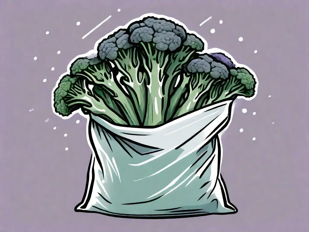 Purple sprouting broccoli in a freezer bag