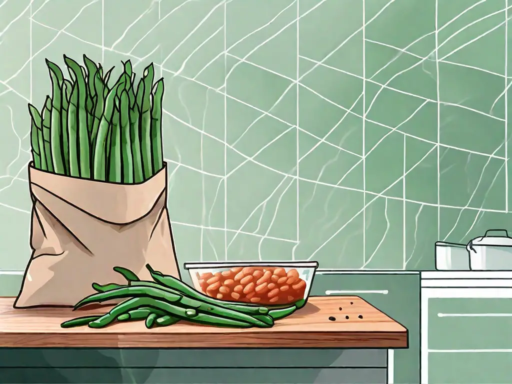 Fresh string beans on a chopping board