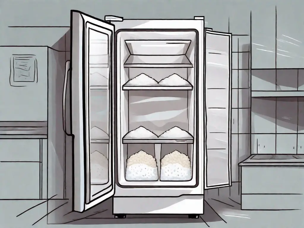 A freezer with an open door