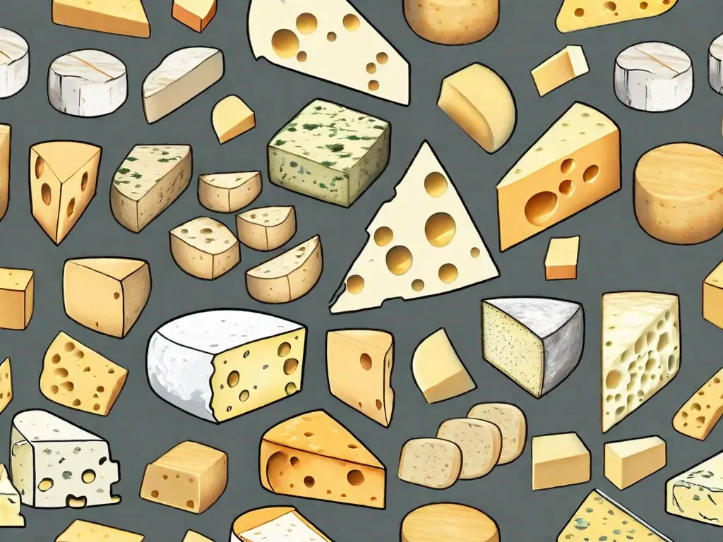 An assortment of different types of cheese