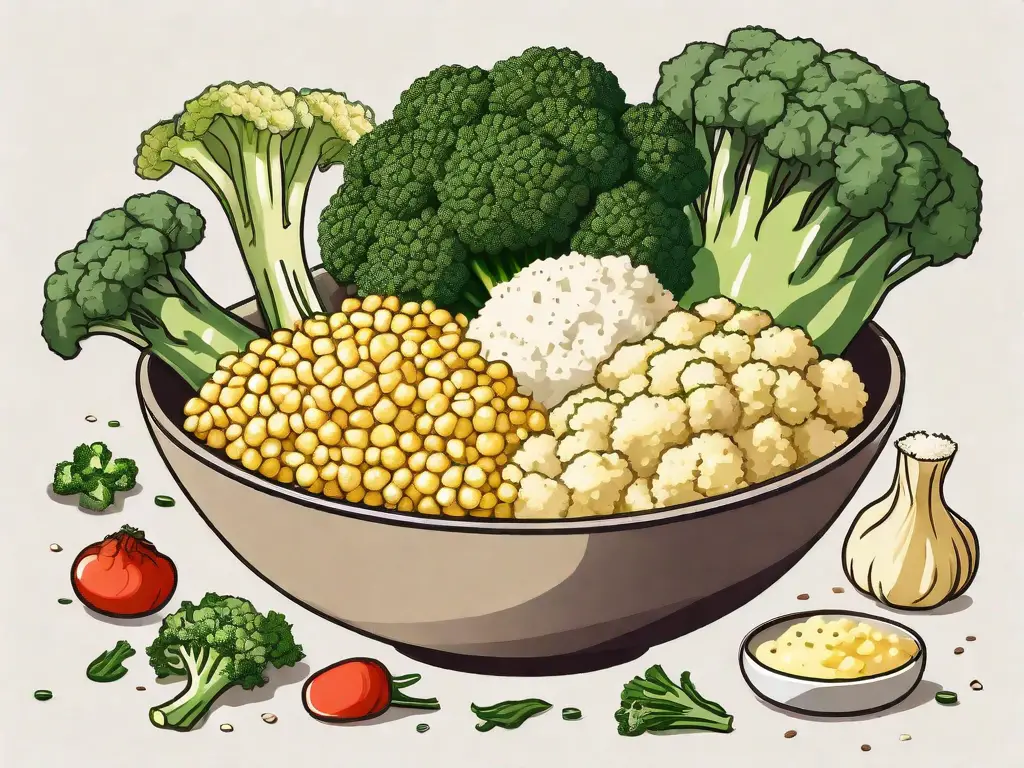 Several different types of vegetables and grains