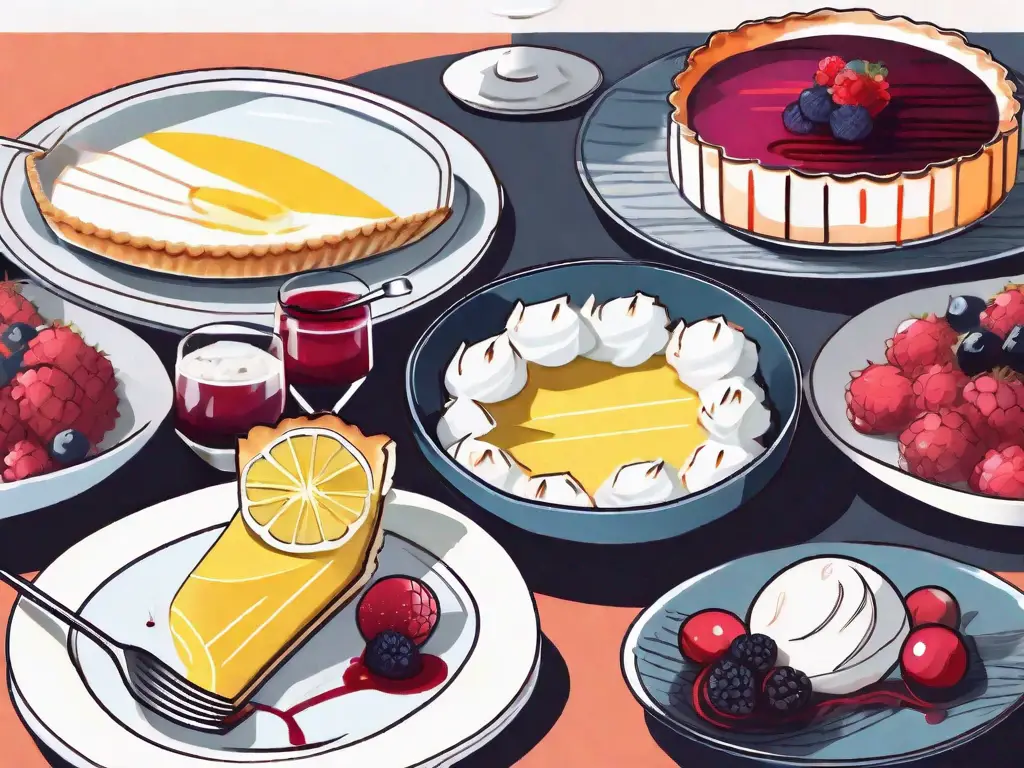 A variety of desserts like lemon tart