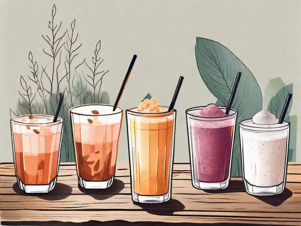 Various types of beverages such as a cup of herbal tea