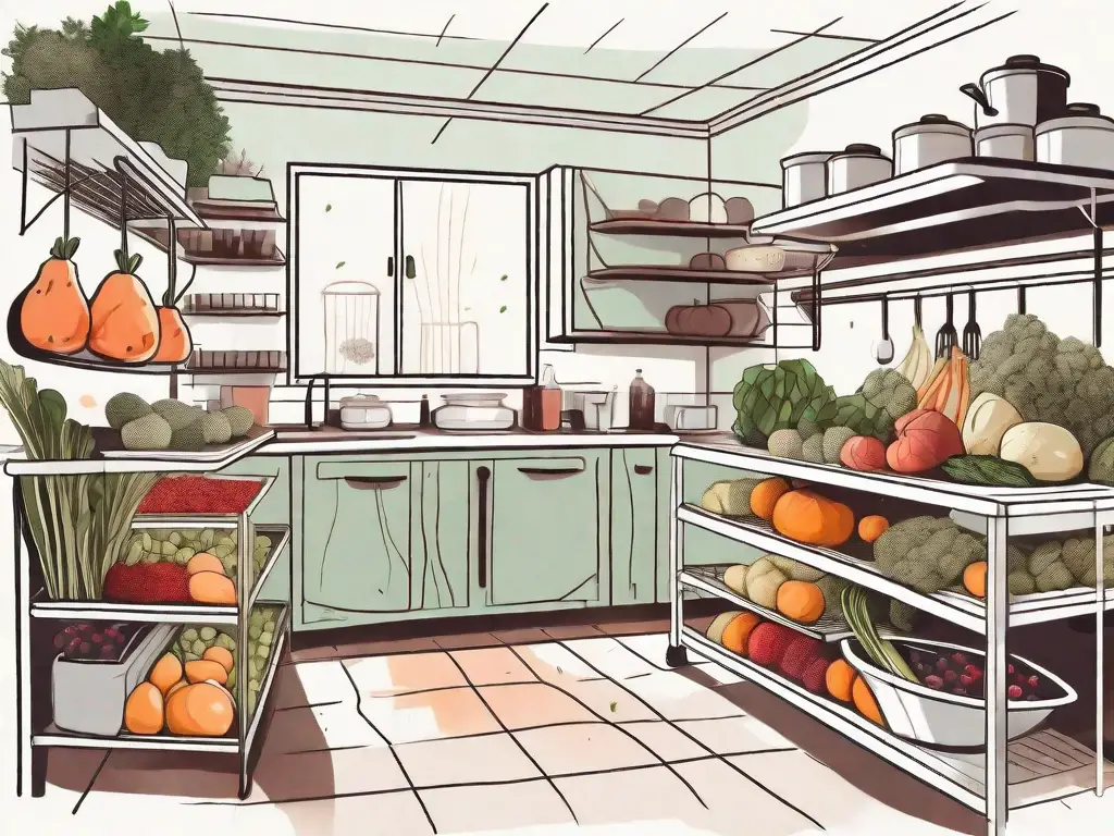 A cozy home kitchen with various fruits