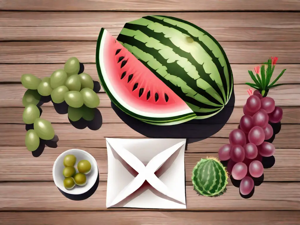 Various exotic foods like xigua (a type of watermelon)