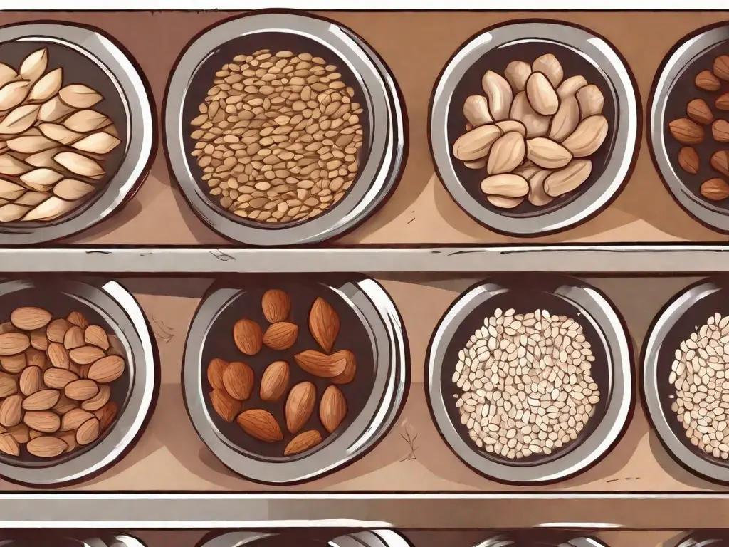 Various types of nuts and grains inside a freezer