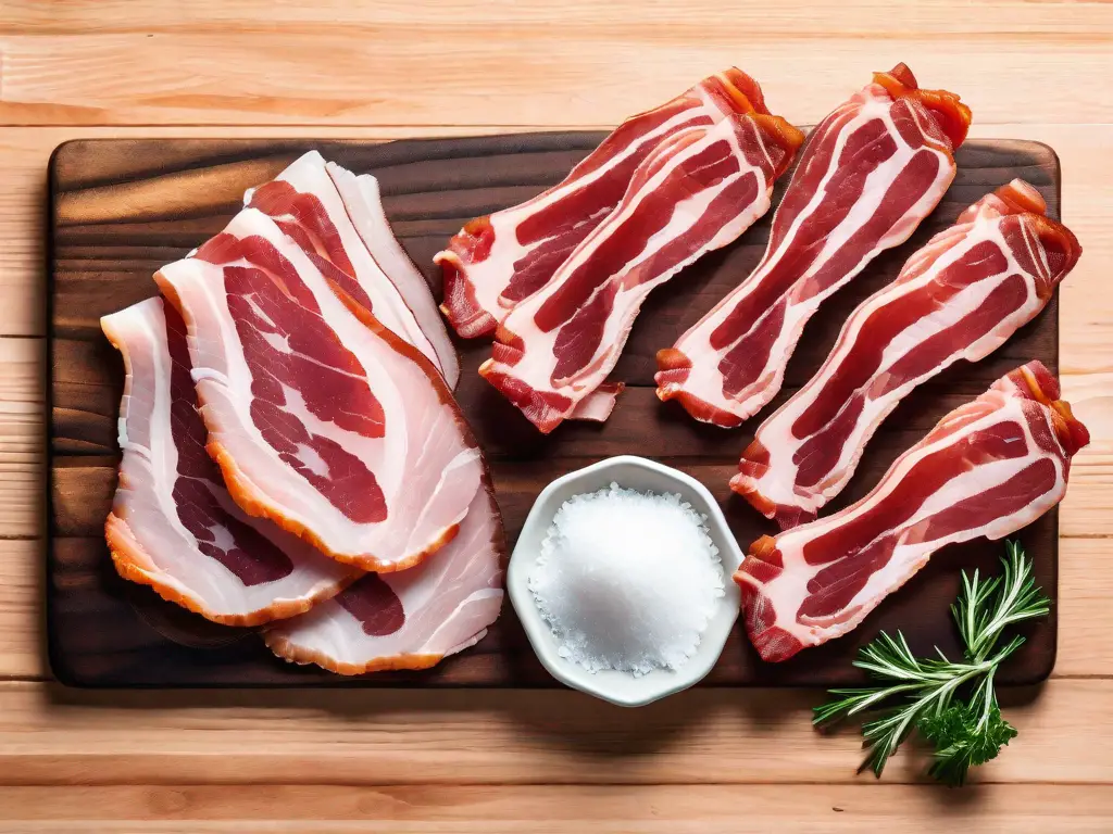 Various types of bacon