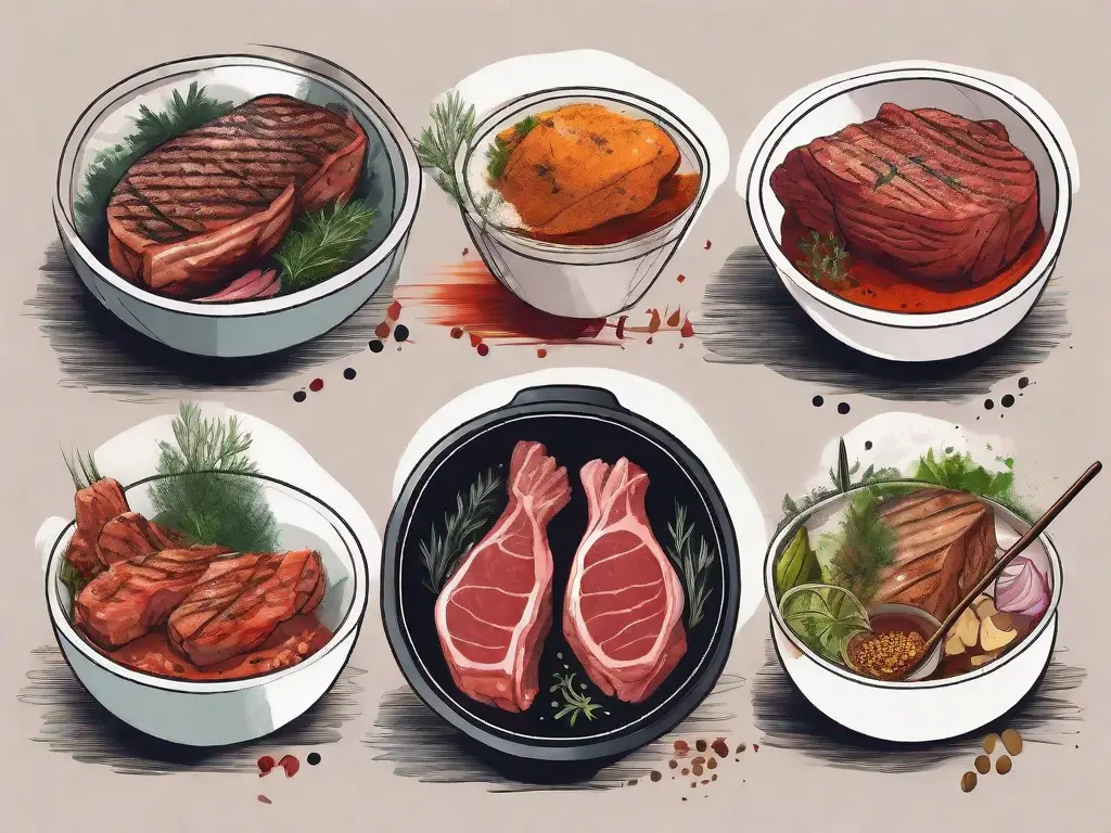 Various types of meat such as steak