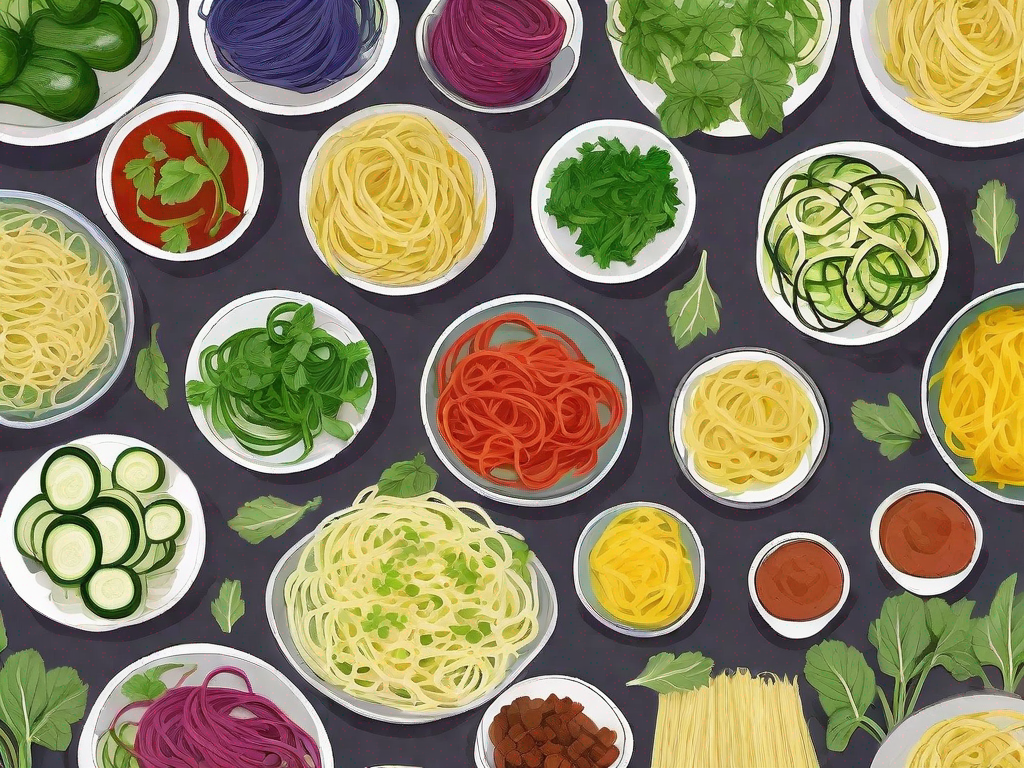 Various types of pasta substitutes such as zucchini noodles