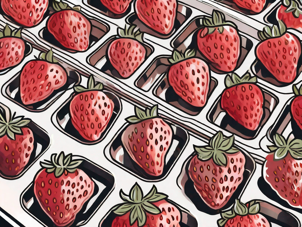 A variety of strawberries spread out on a dehydrator tray