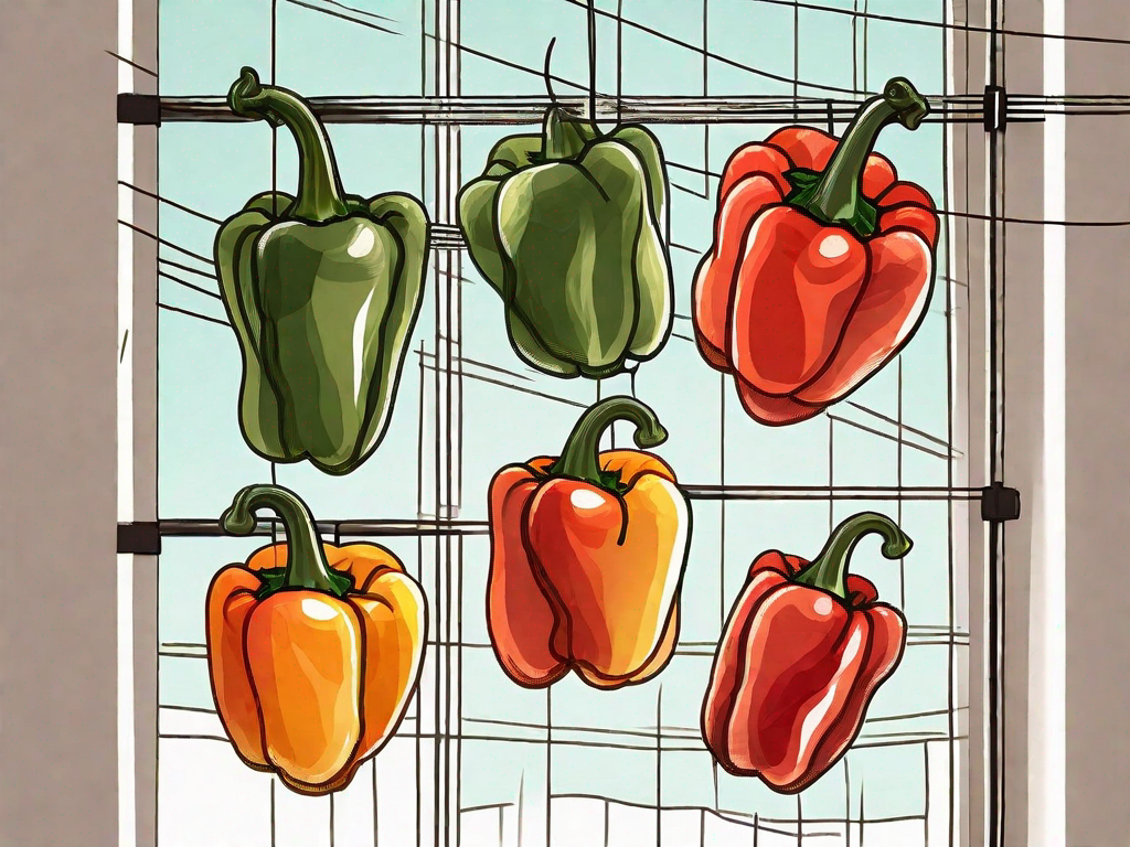 A variety of bell peppers in different stages of drying