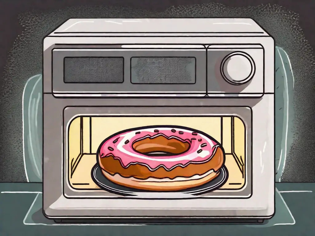 A krispy kreme donut on a microwave-safe plate inside a microwave