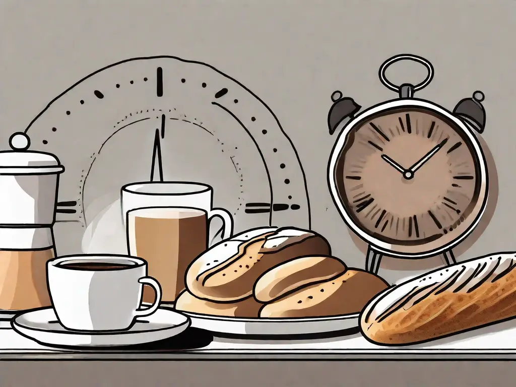 A breakfast spread featuring various types of bread