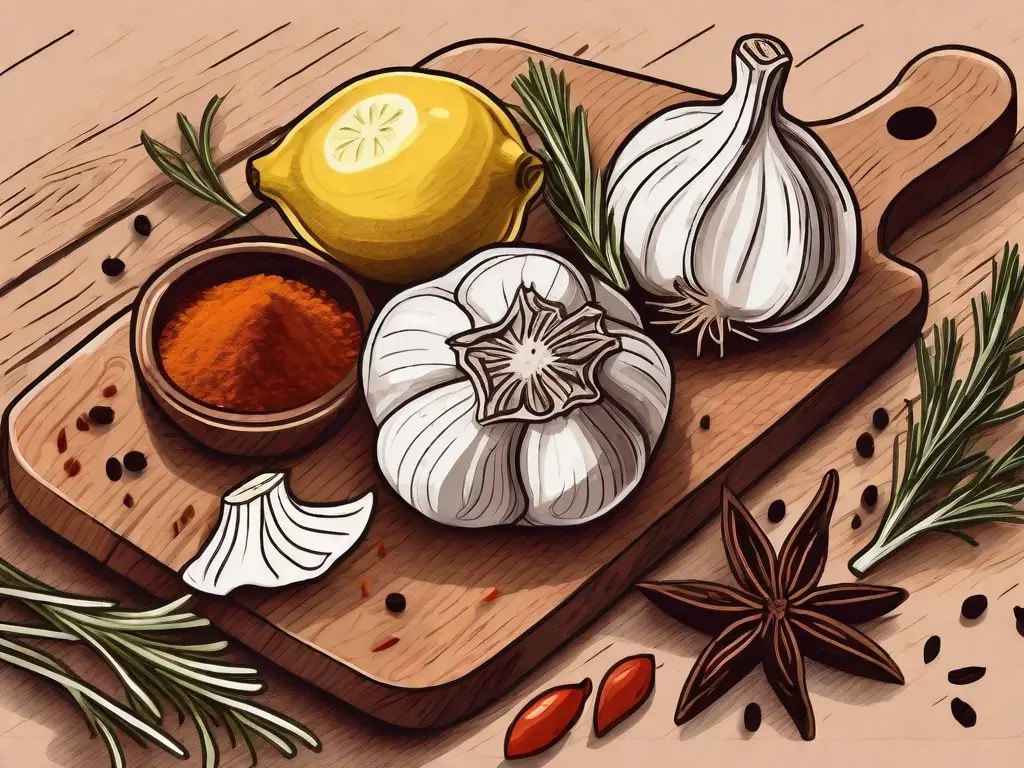 A variety of spices such as garlic
