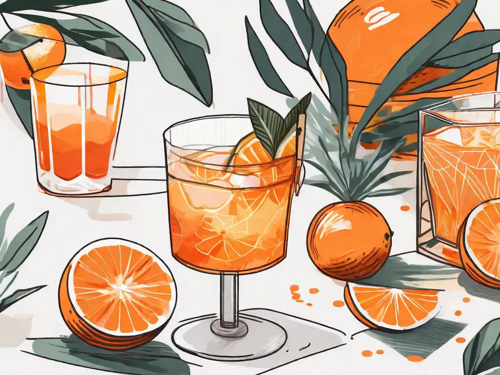 Various non-alcoholic ingredients like fresh oranges