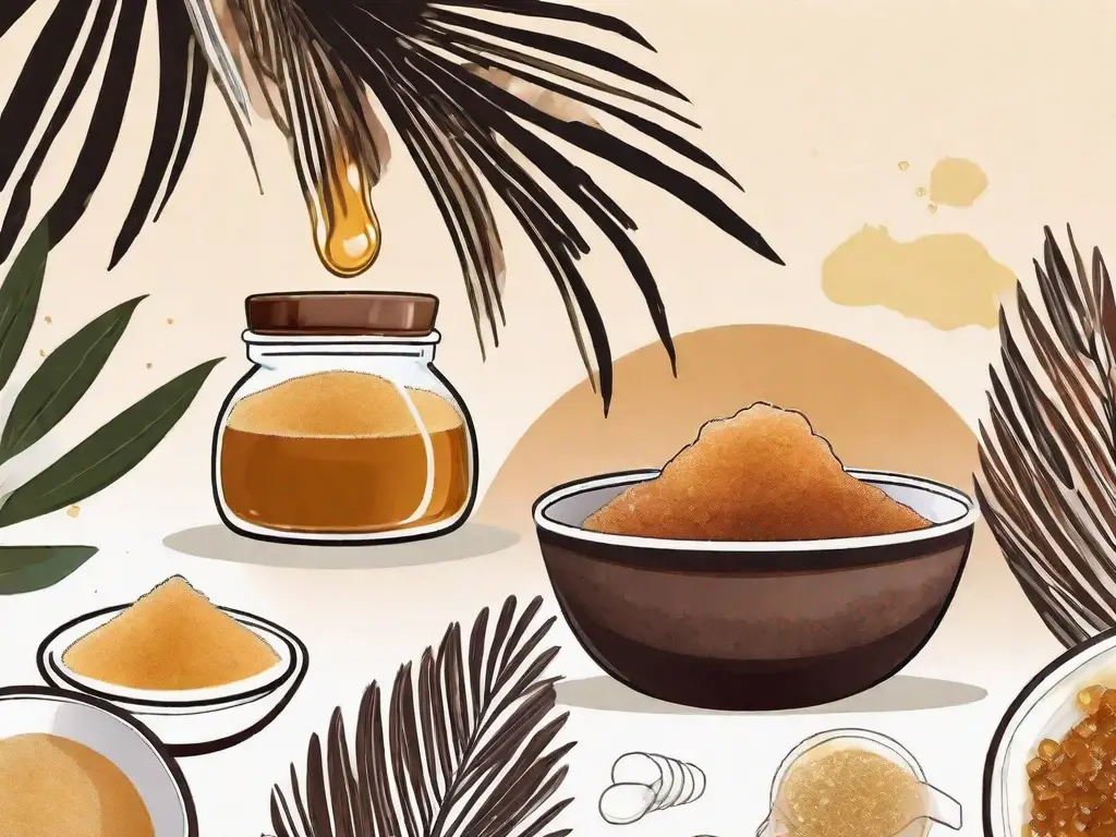 Various types of palm sugar substitutes like honey