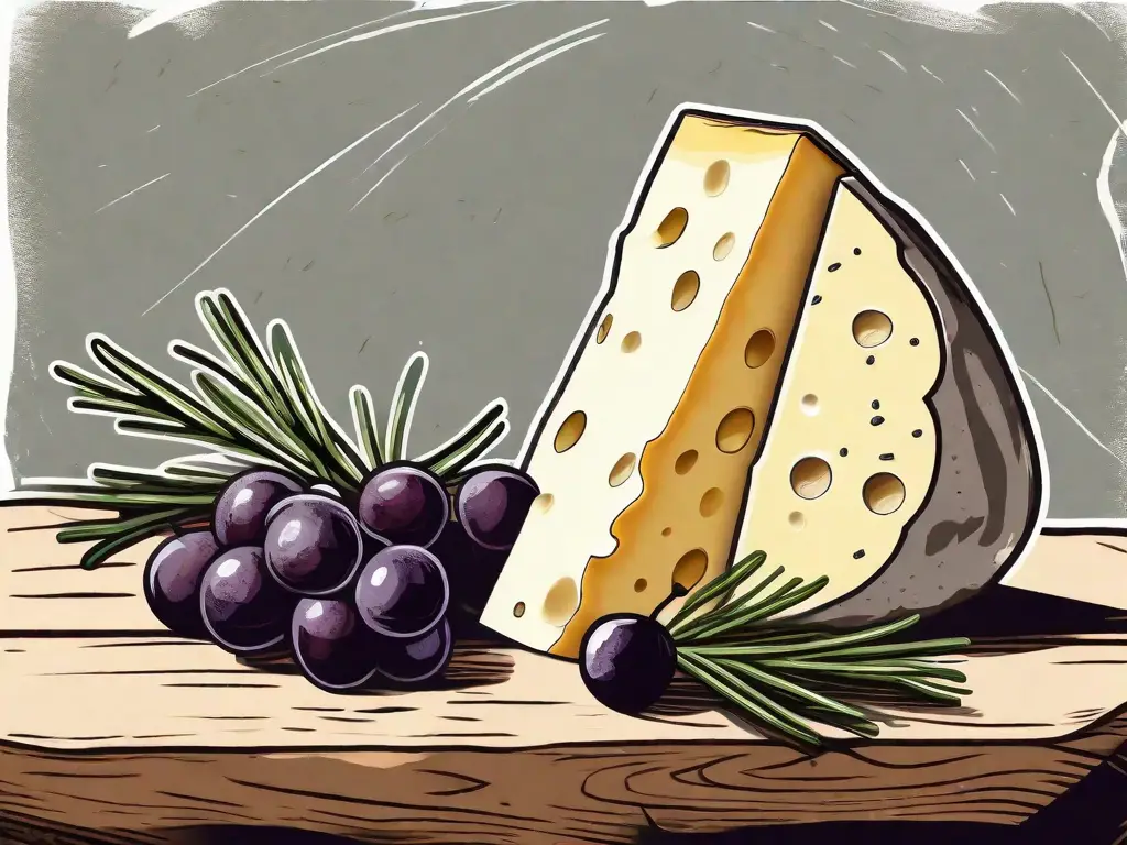 A wedge of pecorino romano cheese with a cheese knife