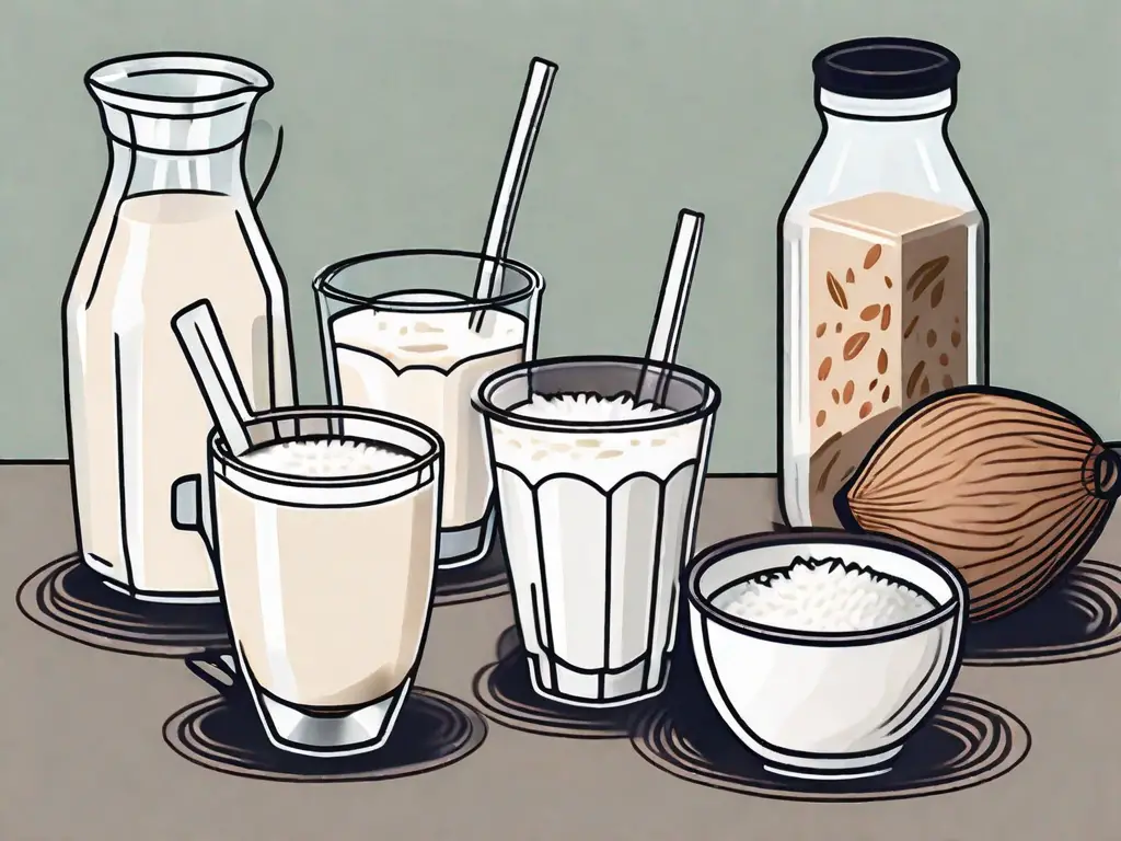 Several alternative milk options like almond