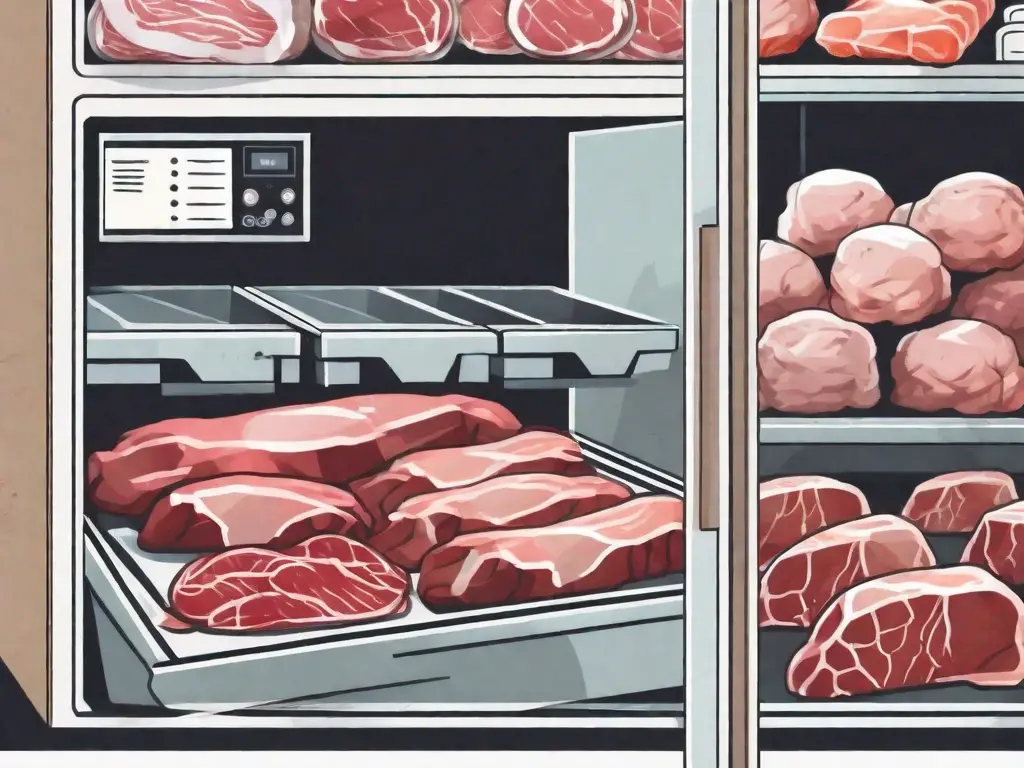 A freezer filled with various types of neatly packaged and labeled meat