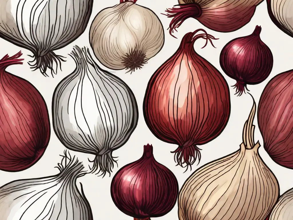 Several different types of onions