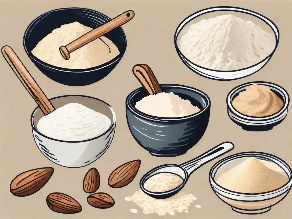 Various types of flour substitutes such as almond flour