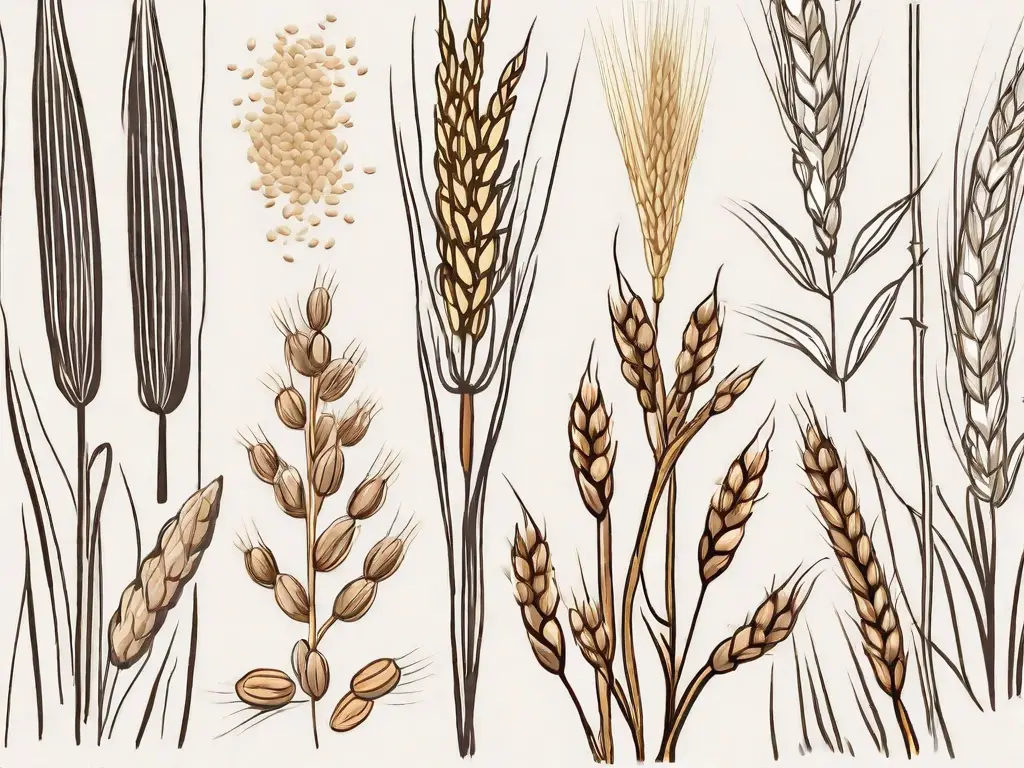 Several different types of grains and flours such as wheat