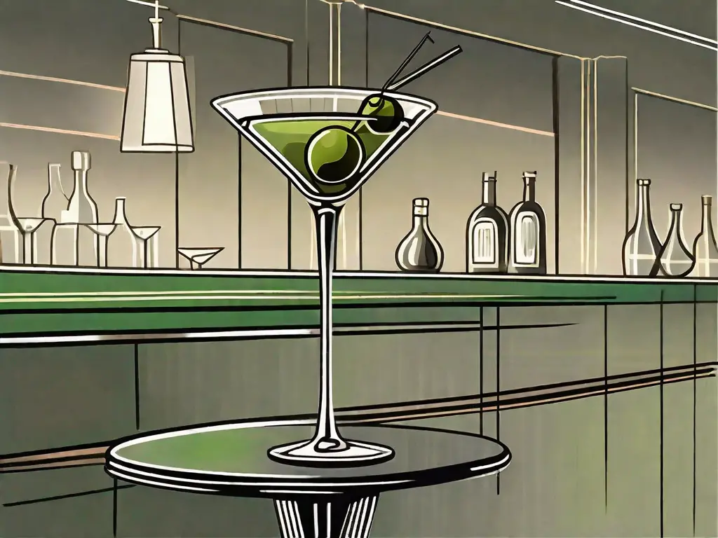 A classic martini glass filled with a slightly cloudy cocktail