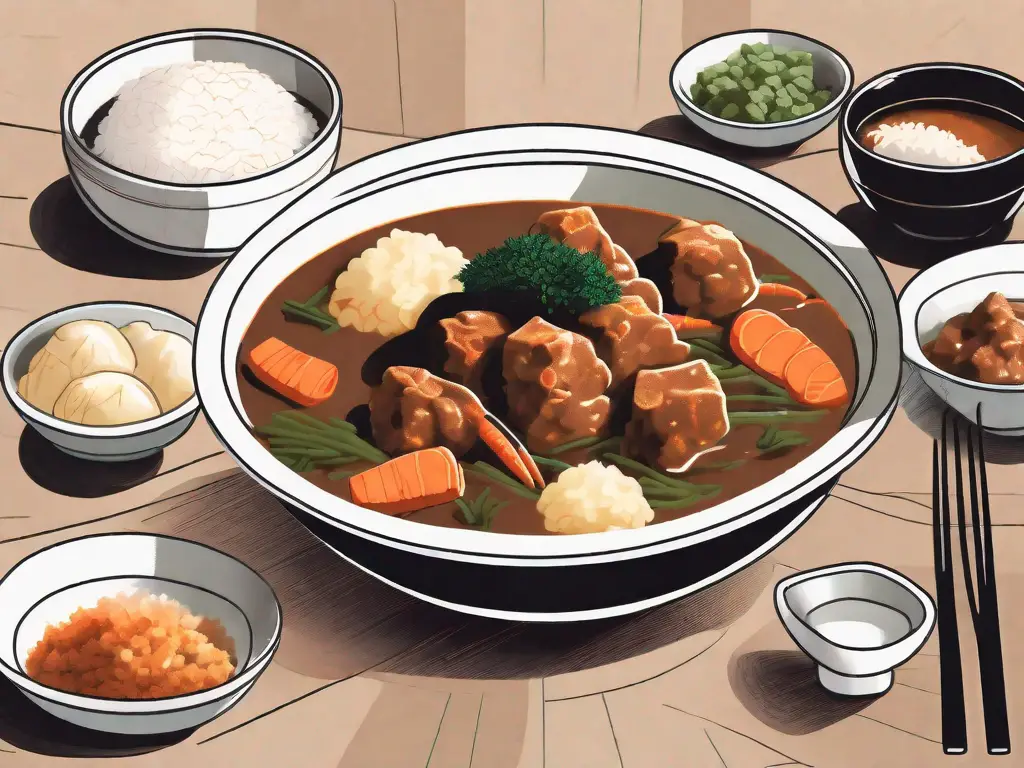 A steaming bowl of japanese curry
